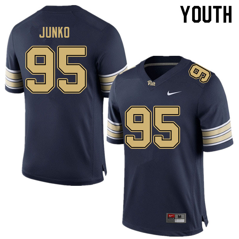 Youth #95 Caleb Junko Pitt Panthers College Football Jerseys Sale-Navy